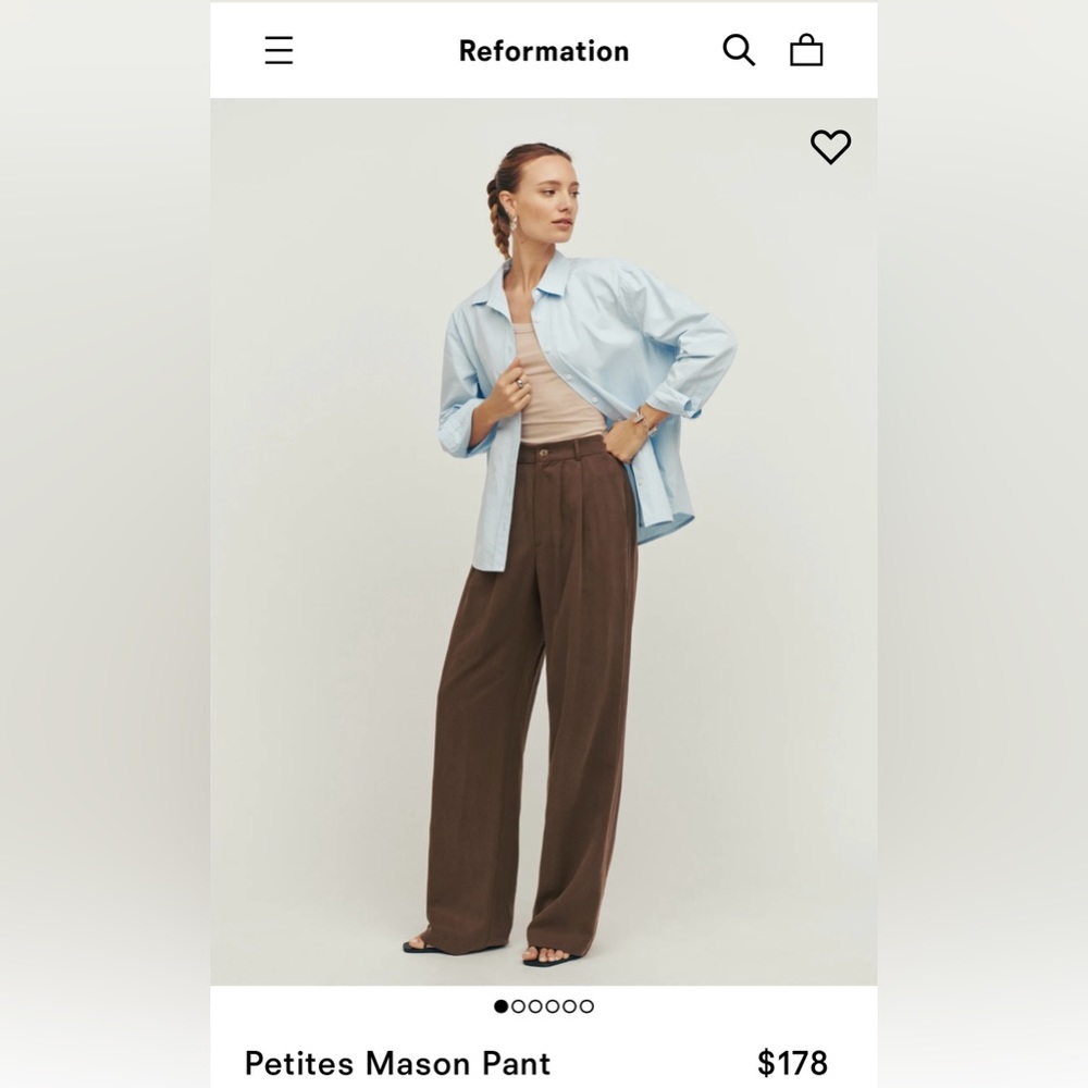 Reformation Petites Mason Pant in Cafe brown (2P)